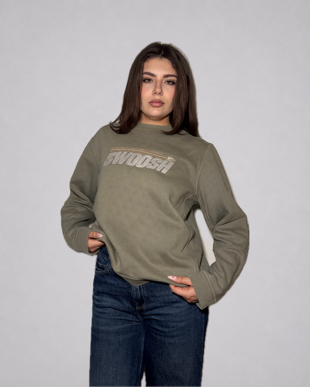 Nike “SWOOSH” Crewneck Sweatshirt (Sand / Beige)