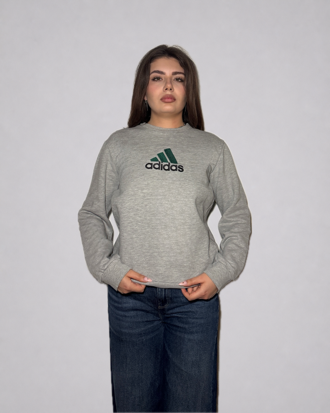 Adidas Logo Crewneck Sweatshirt (Grey)
