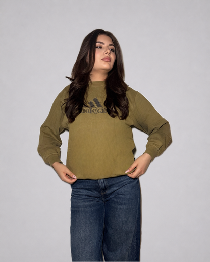 Adidas Logo Crewneck Sweatshirt (Olive Green)