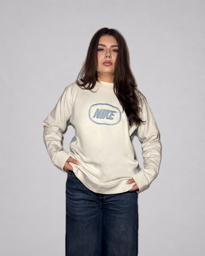 Nike Logo Crewneck Sweatshirt (White / Light Blue)