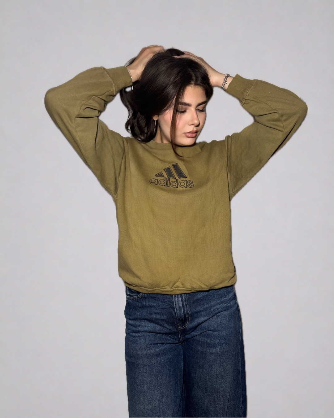 Adidas Logo Crewneck Sweatshirt (Olive Green)