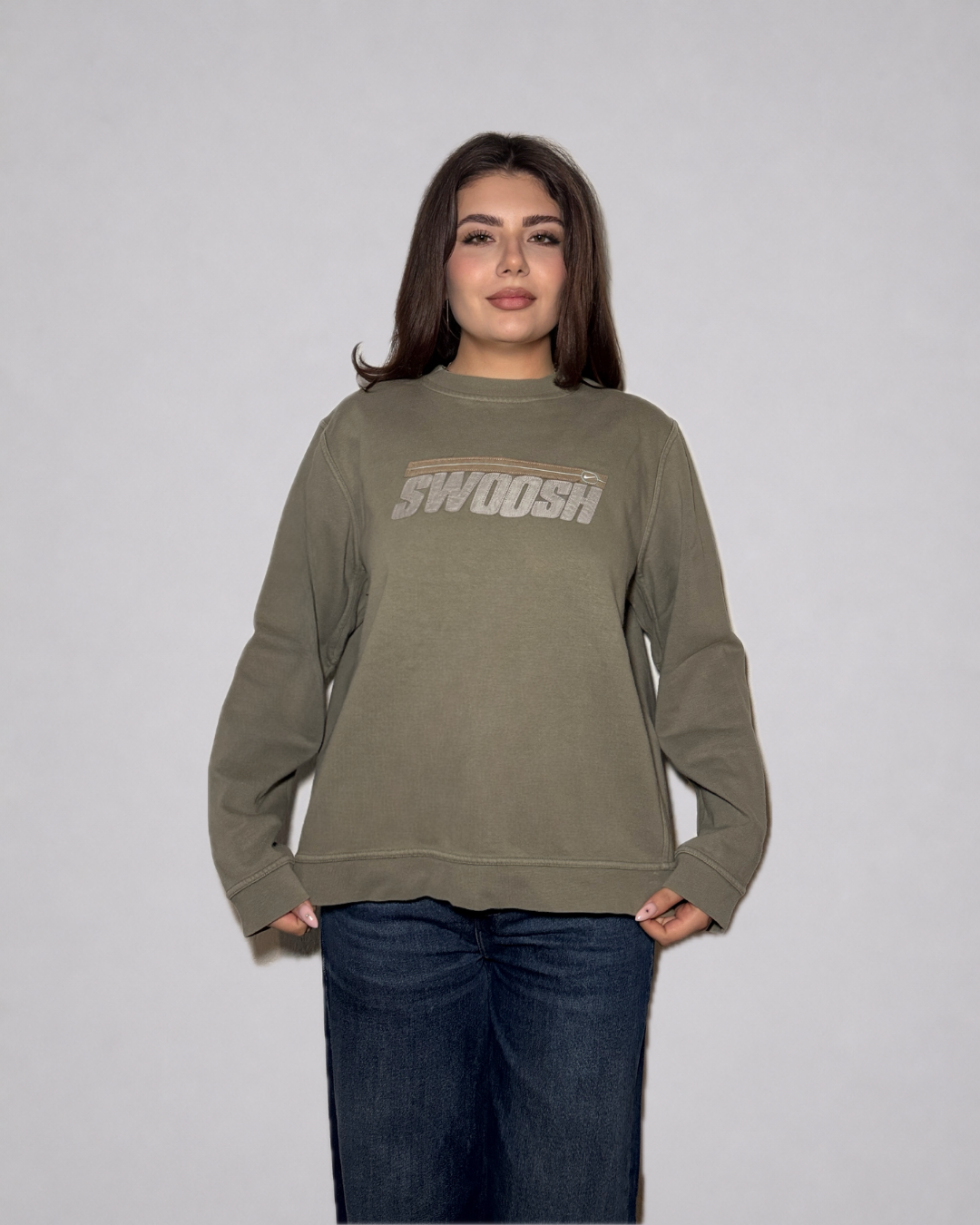 Nike “SWOOSH” Crewneck Sweatshirt (Sand / Beige)