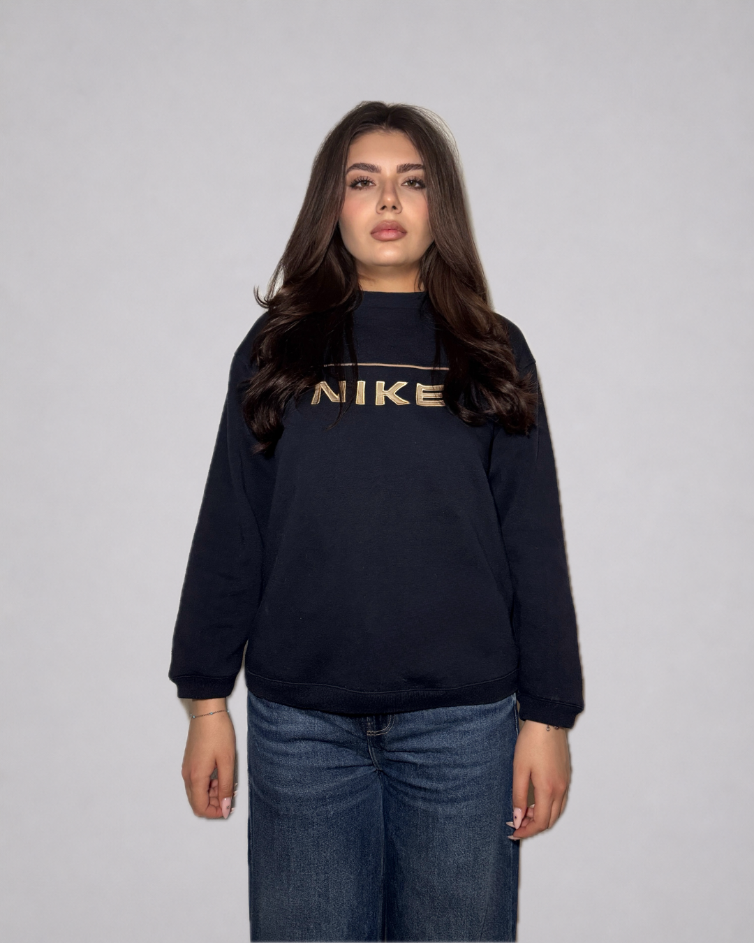 Nike Logo Crewneck Sweatshirt (Navy / Gold)