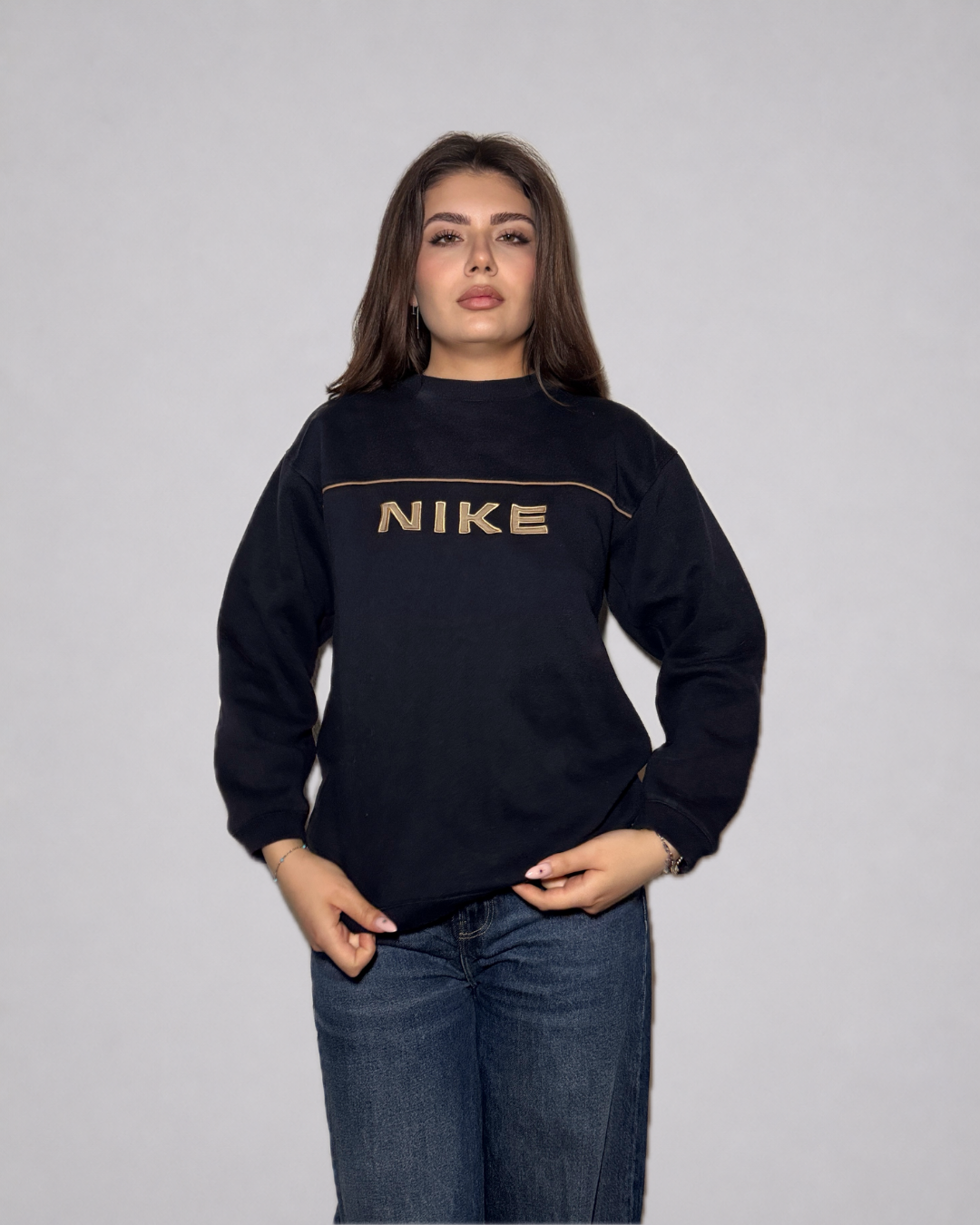 Nike Logo Crewneck Sweatshirt (Navy / Gold)