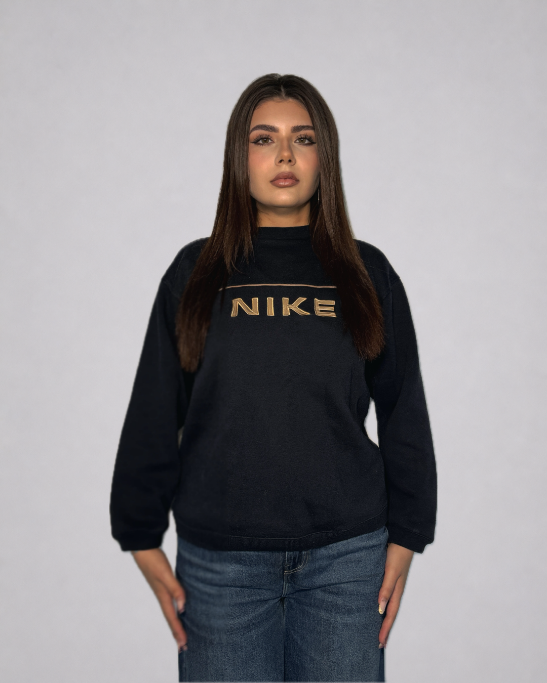 Nike Logo Crewneck Sweatshirt (Navy / Gold)