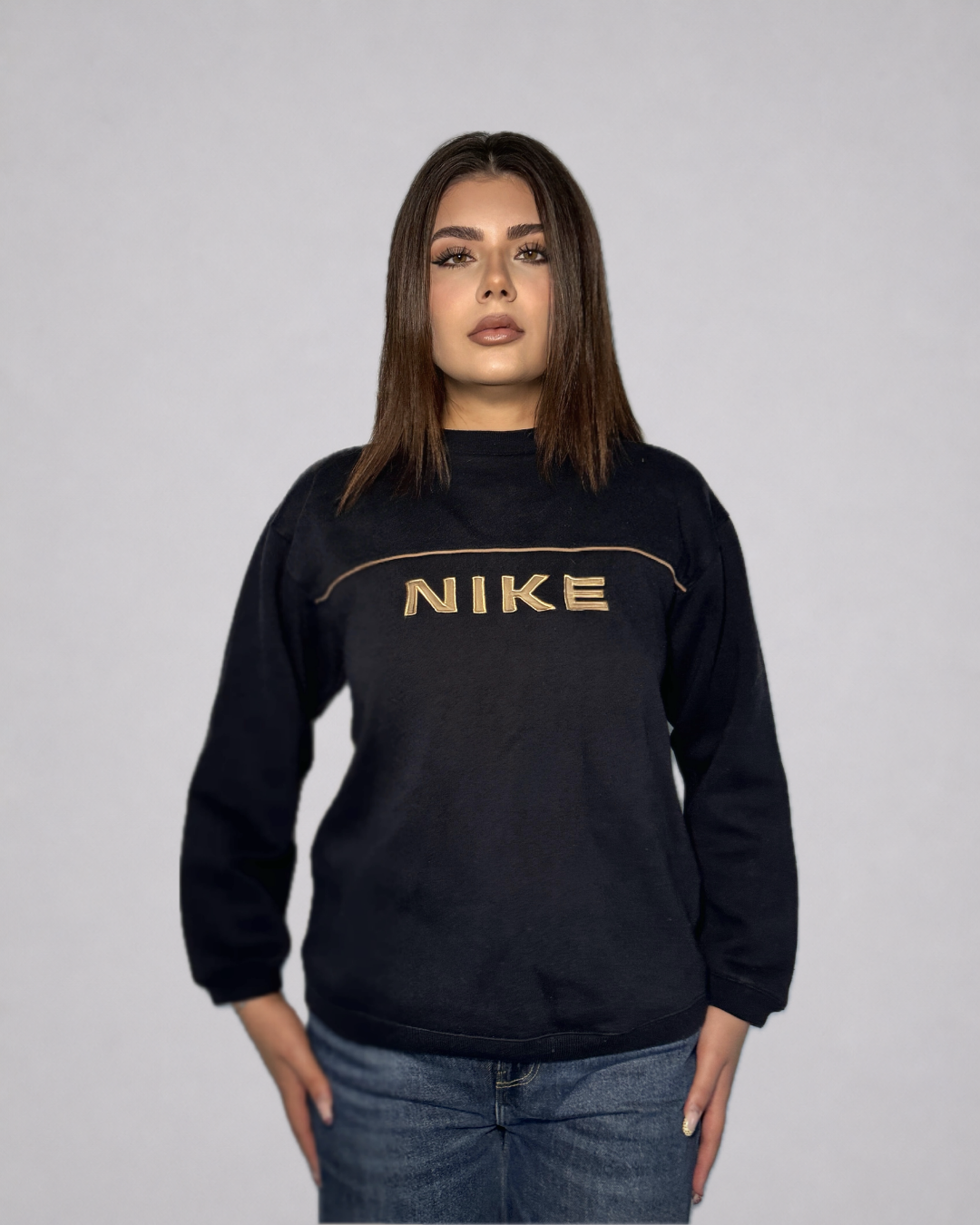 Nike Logo Crewneck Sweatshirt (Navy / Gold)