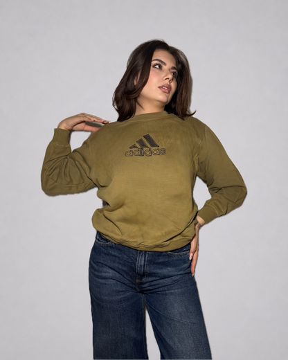 Adidas Logo Crewneck Sweatshirt (Olive Green)