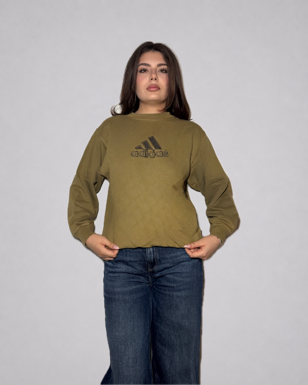 Adidas Logo Crewneck Sweatshirt (Olive Green)