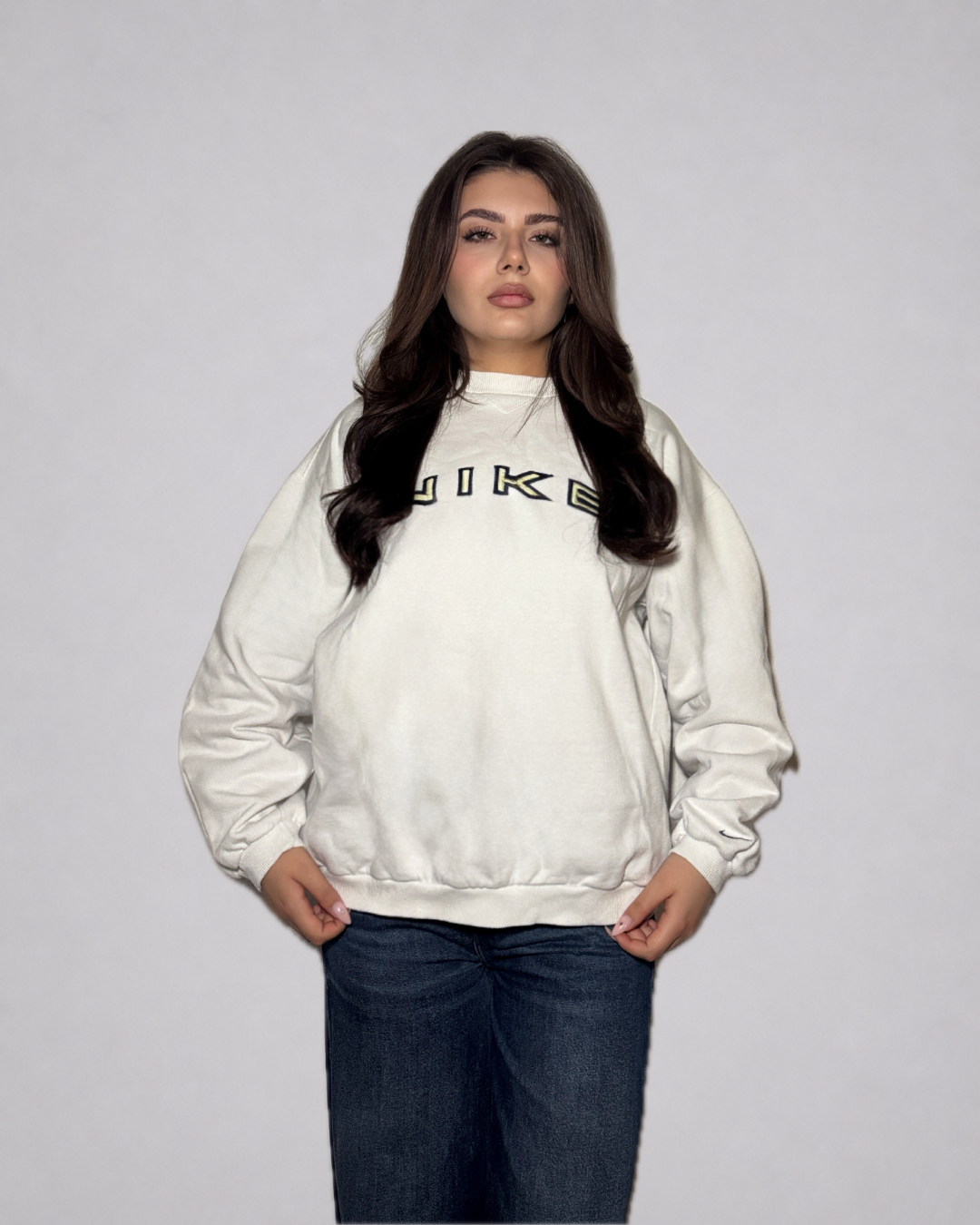 Nike Logo Crewneck Sweatshirt (White / Black)