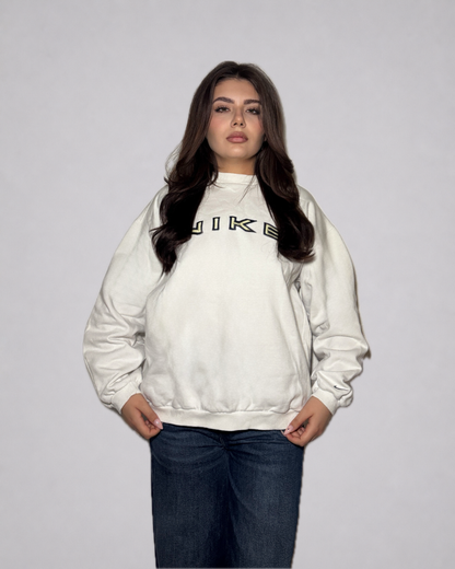 Nike Logo Crewneck Sweatshirt (White / Black)