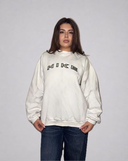 Nike Logo Crewneck Sweatshirt (White / Black)