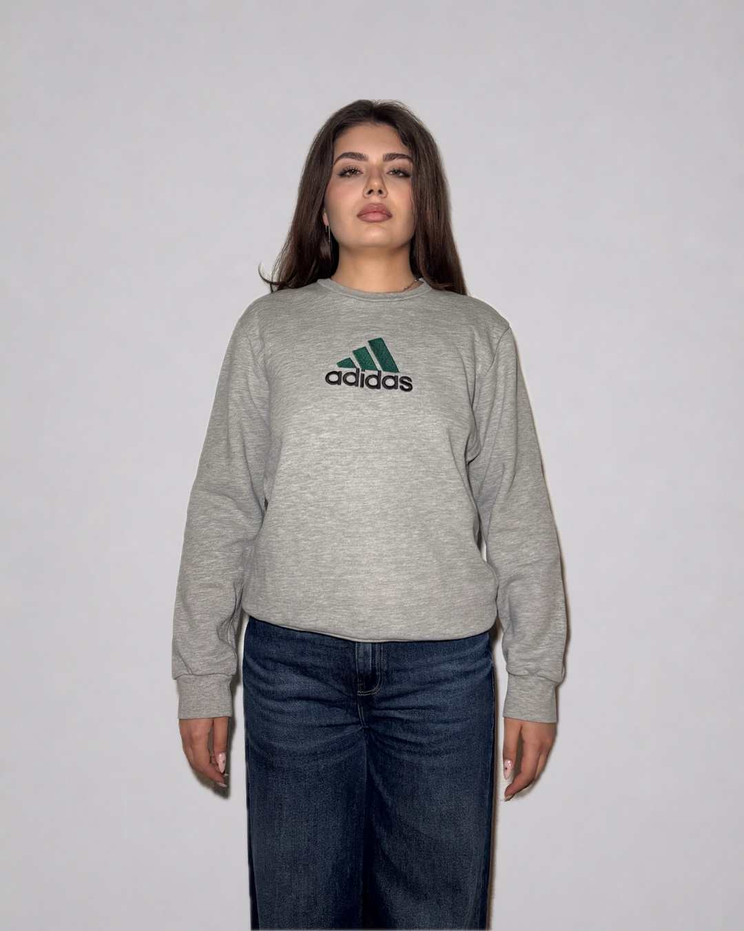 Adidas Logo Crewneck Sweatshirt (Grey)