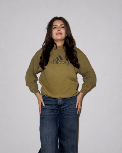 Adidas Logo Crewneck Sweatshirt (Olive Green)