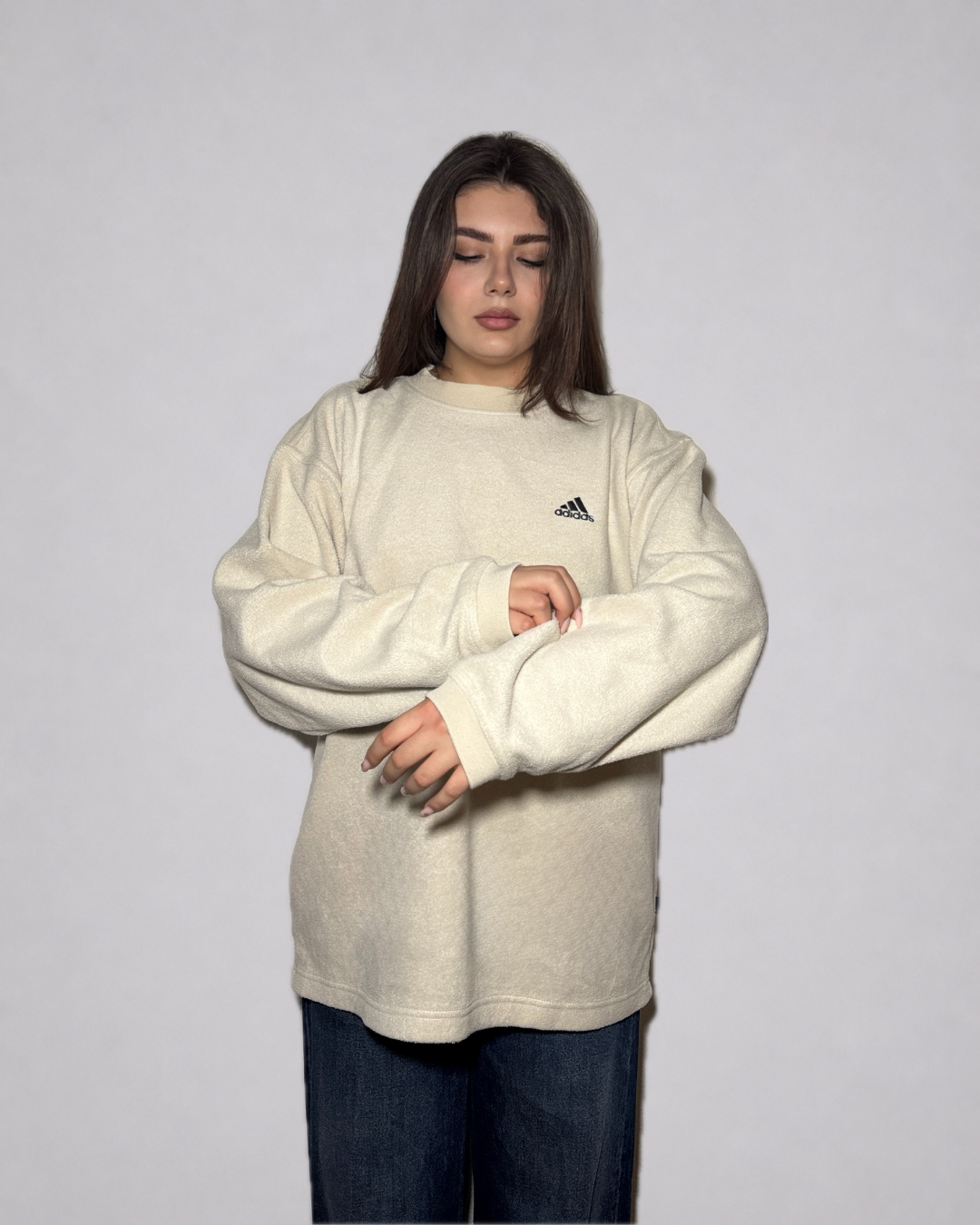 Adidas Fleece Crewneck Sweatshirt (Beige / Cream)