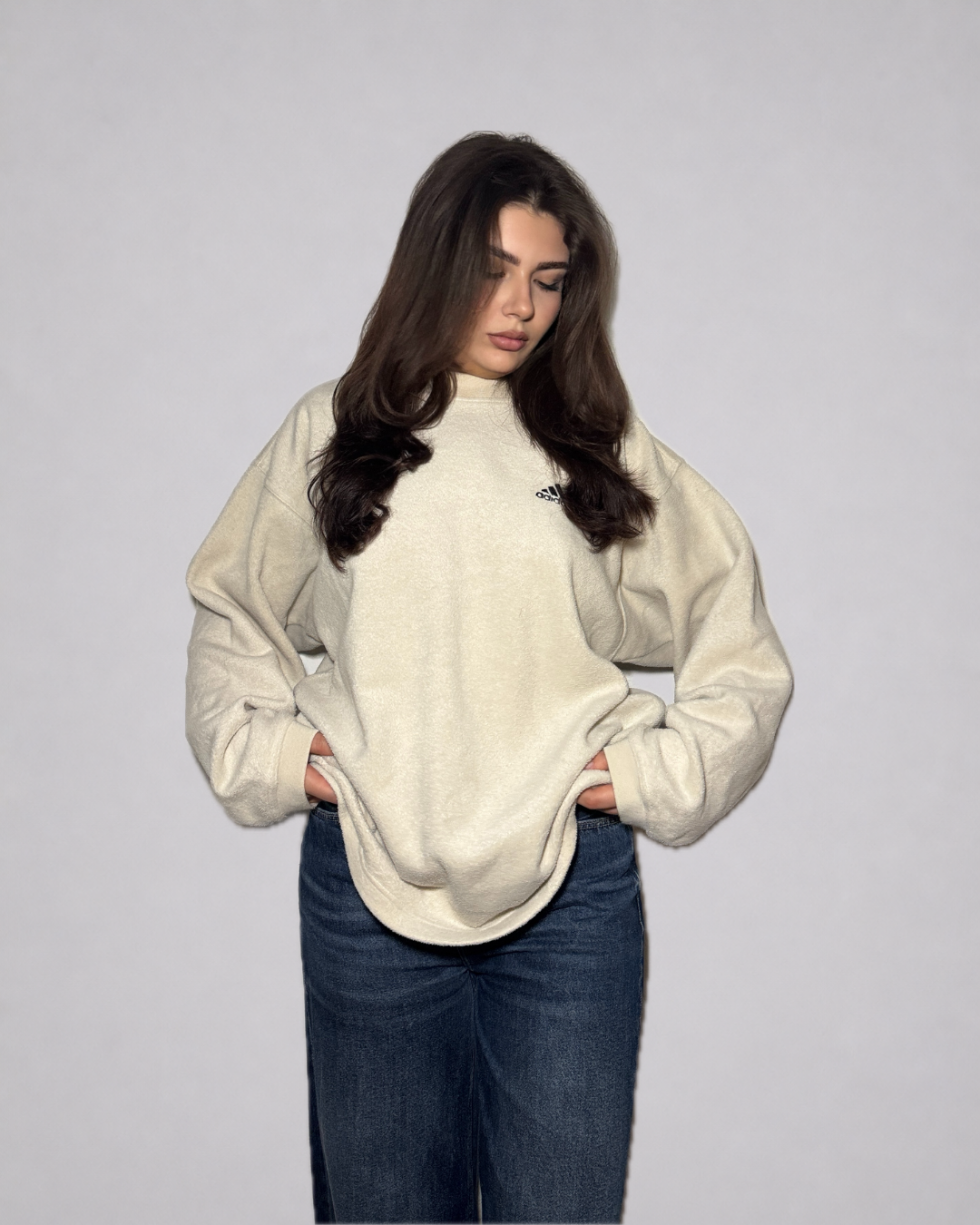 Adidas Fleece Crewneck Sweatshirt (Beige / Cream)