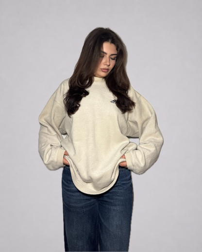 Adidas Fleece Crewneck Sweatshirt (Beige / Cream)