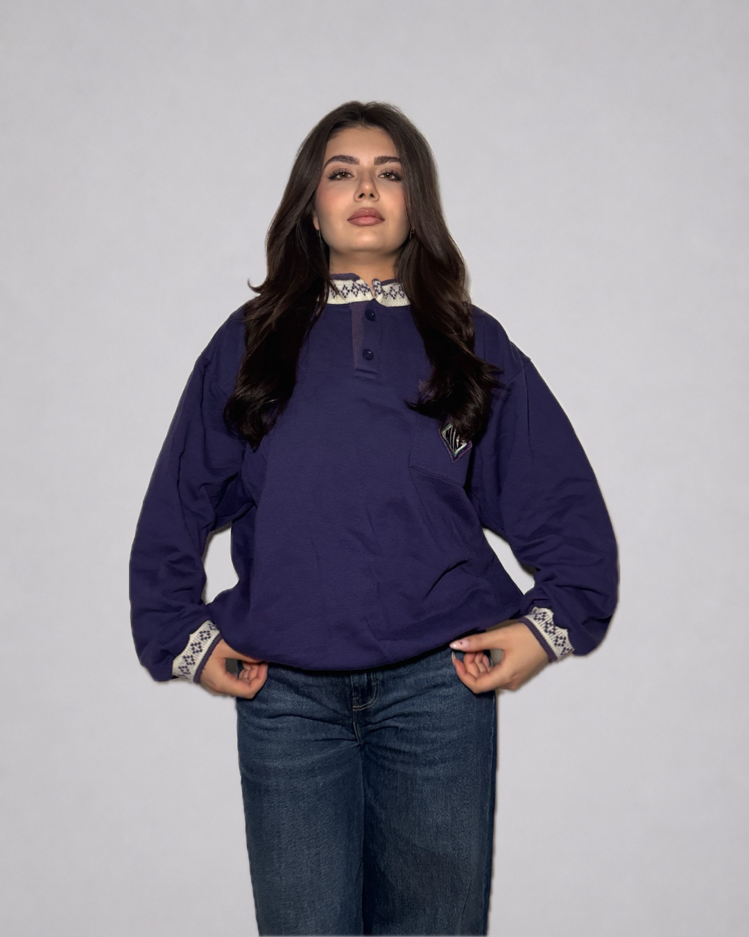Nike Vintage Quarter-Button Sweatshirt (Purple)
