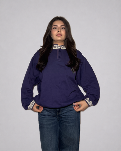 Nike Vintage Quarter-Button Sweatshirt (Purple)