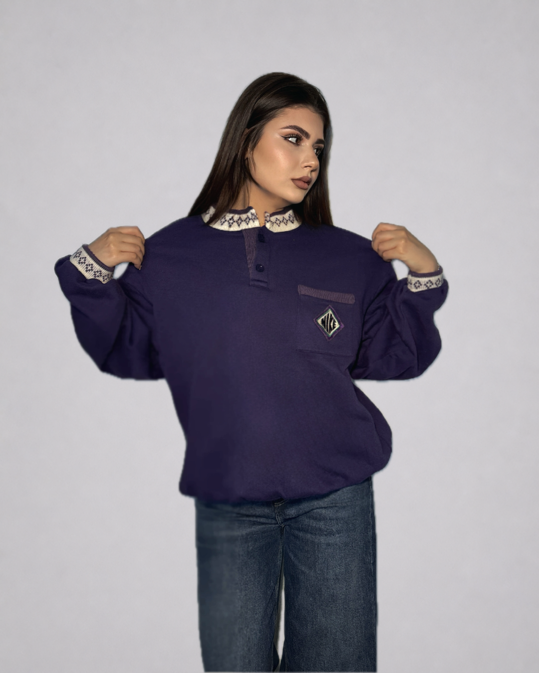 Nike Vintage Quarter-Button Sweatshirt (Purple)
