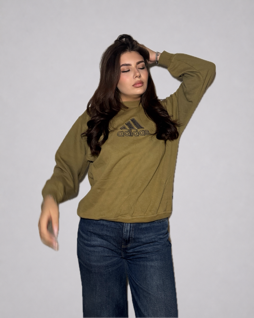 Adidas Logo Crewneck Sweatshirt (Olive Green)