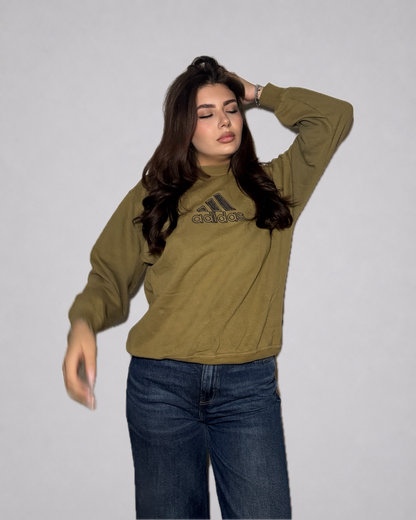 Adidas Logo Crewneck Sweatshirt (Olive Green)