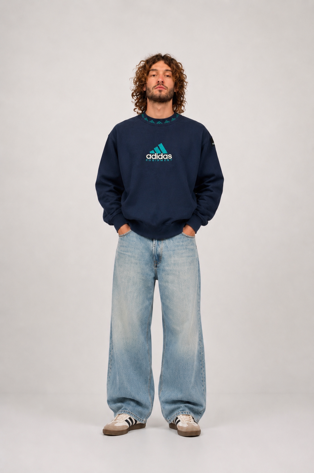 Vintage 90s Rare Sweatshirt Adidas Equipment Big Logo (M)