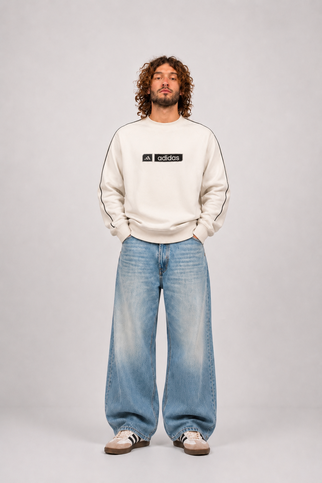 Vintage 90s Rare Sweatshirt Adidas Big Logo (M)